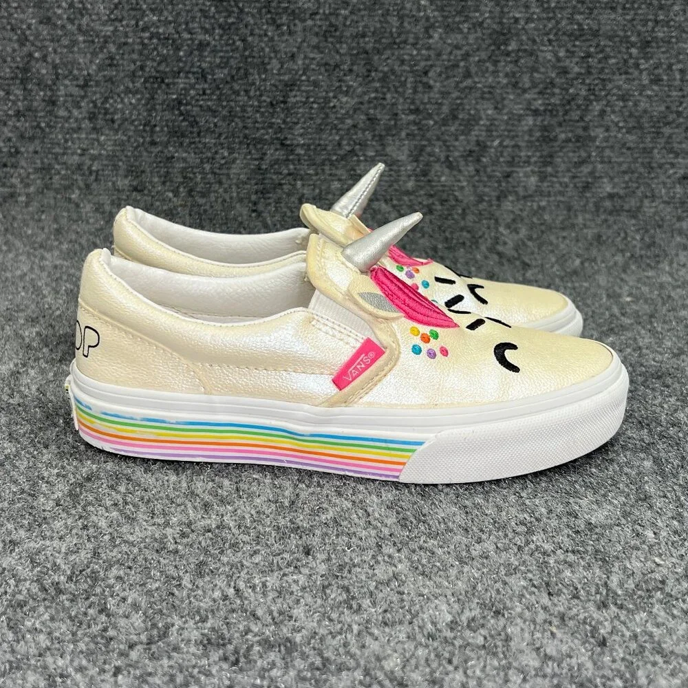 Vans Flour Shop Unicorn Sneakers Girls Sz 1 Colorful Slip On Athleitc Skate Shoe